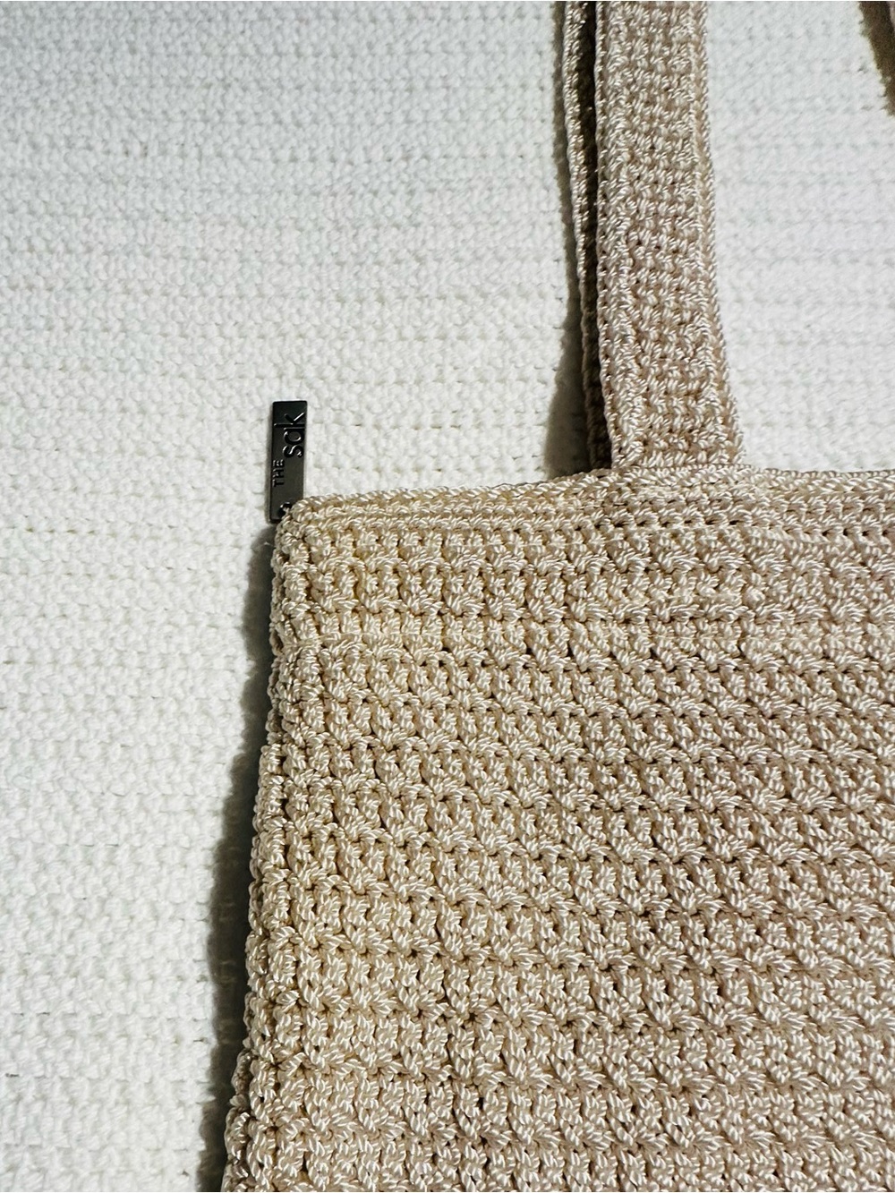 The Sak Y2K Boho Chic Cream Crochet Shoulder Tote - Picture 4 of 6